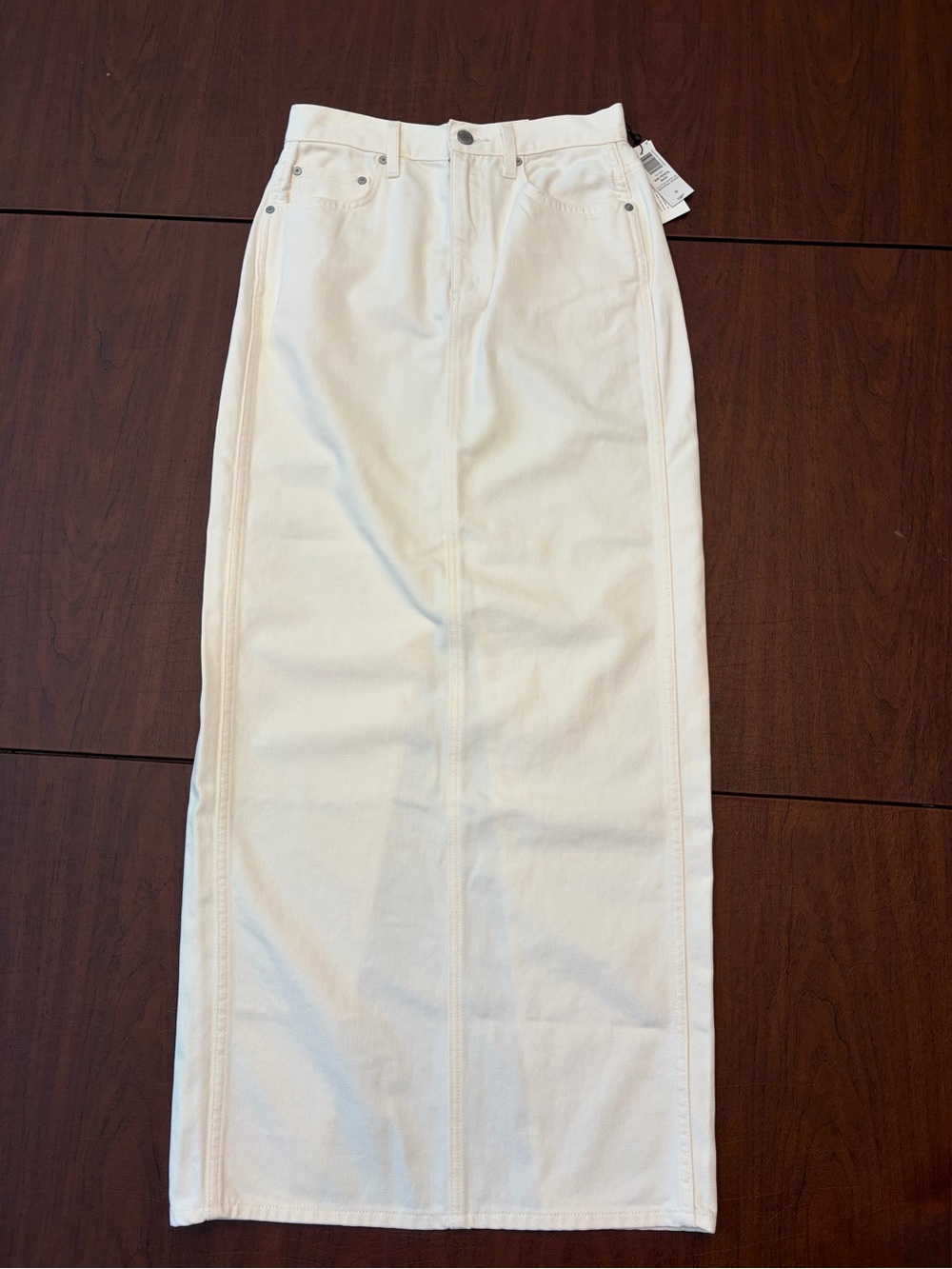 Denim Forum The ’90s Hi-Rise Pencil Maxi Jean Skirt White NWT Size 25